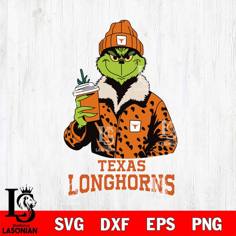 Texas Longhorns Grinch Leopard Svg Eps Dxf Png File, Digital Download, Instant Download