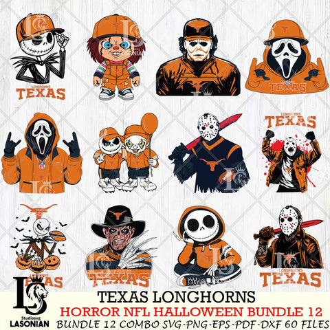 Texas Longhorns Halloween Bundle 12 SVG Svg Eps Dxf Png File, NCAA bundle svg, Digital Download, Instant Download