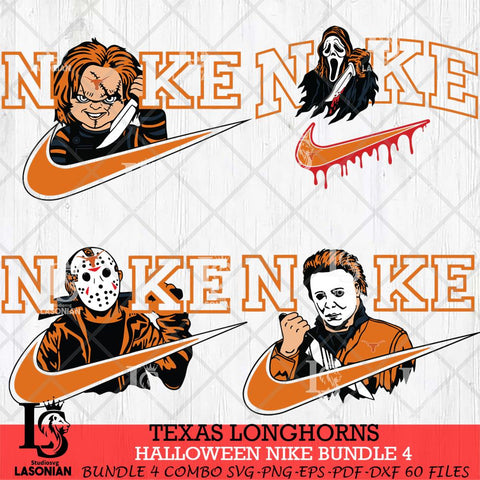 Texas Longhorns Halloween Nike NCAA Bundle 4 Svg Eps Dxf Png File, Digital Download, Instant Download