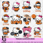 Texas Longhorns Hello Kitty Bundle 12 SVG Svg Eps Dxf Png File, Digital Download, Instant Download