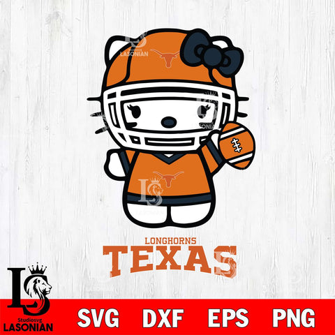 Texas Longhorns Hello Kitty NCAA 1 Svg Eps Dxf Png File, Digital Download, Instant Download