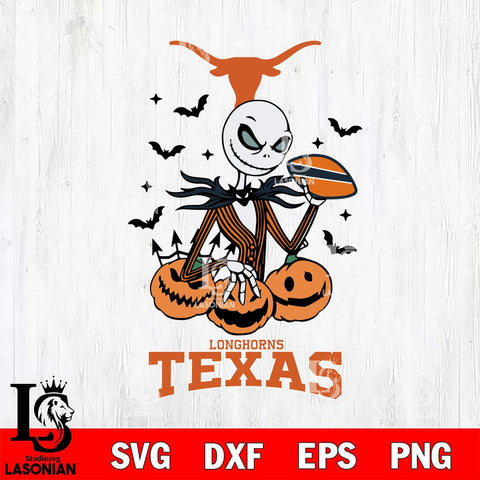 Texas Longhorns Jack Skellington 2 halloween Svg Eps Dxf Png File, NCAA svg, Digital Download, Instant Download