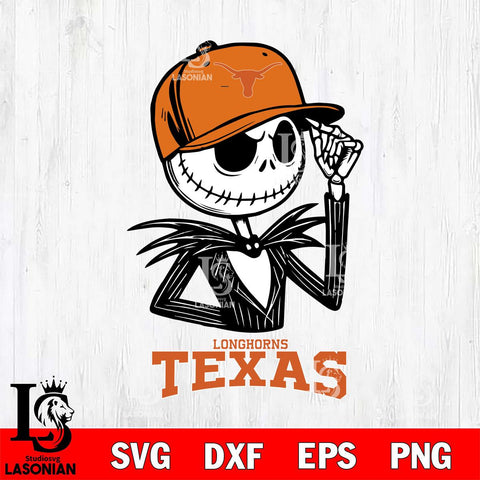 Texas Longhorns Jack Skellington 3 Halloween Svg Eps Dxf Png File, NCAA svg, Digital Download, Instant Download