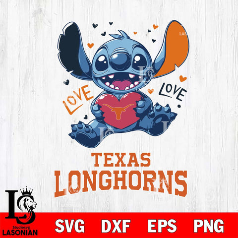 Texas Longhorns Love Stitch, Svg Eps Dxf Png File, Digital Download