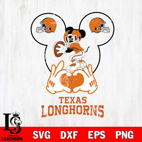 Texas Longhorns Mickey Heart Rugby Svg Eps Dxf Png File, Digital Download ,Instant Download, Cricut File