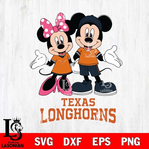 Texas Longhorns Mickey Minnie Mouse Sport Svg Eps Dxf Png File, NCAA svg , File Cut , Digital Download , Instant Download, Cut Svg Files