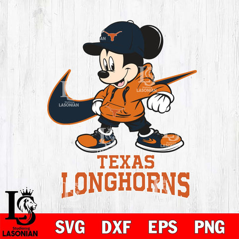 Texas Longhorns Mickey Mouse NIKE, Svg Eps Dxf Png File, Digital Download