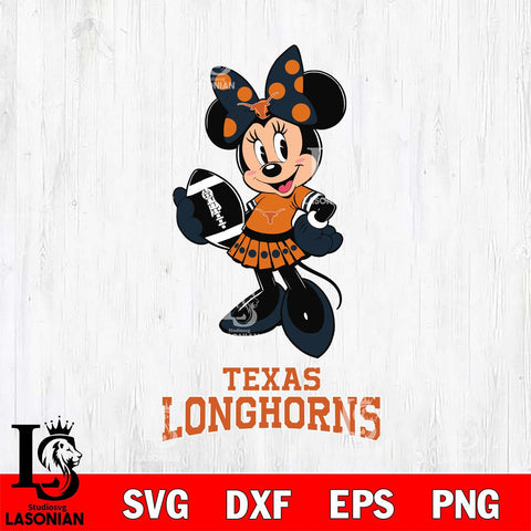 Texas Longhorns Minnie Mouse, Svg Eps Dxf Png File, Digital Download