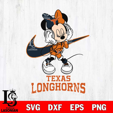 Texas Longhorns Minnie Mouse Dancing NIKE, Svg Eps Dxf Png File, Digital Download