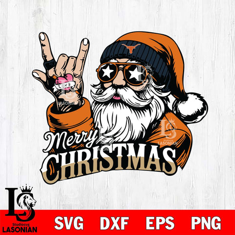 Texas Longhorns Rock Santa Claus Football Svg dxf eps png pdf file,NCAA svg,Digital Download,Cricut file