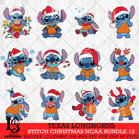 Texas Longhorns Stitch Christmas NCAA Bundle 12 Svg Eps Dxf Png File, Digital Download, Instant Download