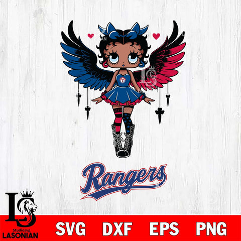 Texas Rangers Anglel Black Fan Girl Betty Boop