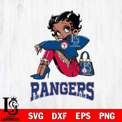 Texas Rangers Betty Boop Black Fan Girl Svg Eps Dxf Png File, Digital Download, Instant Download