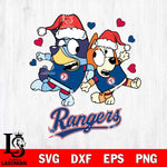 Texas Rangers Bluey Christmas 2 Svg Eps Dxf Png File, Digital Download