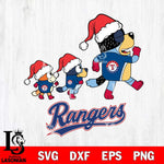 Texas Rangers Bluey Family Christmas Svg Eps Dxf Png File, Digital Download