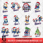 Texas Rangers Bluey Happy Christmas Bundle 12 Svg Eps Dxf Png File, Digital Download