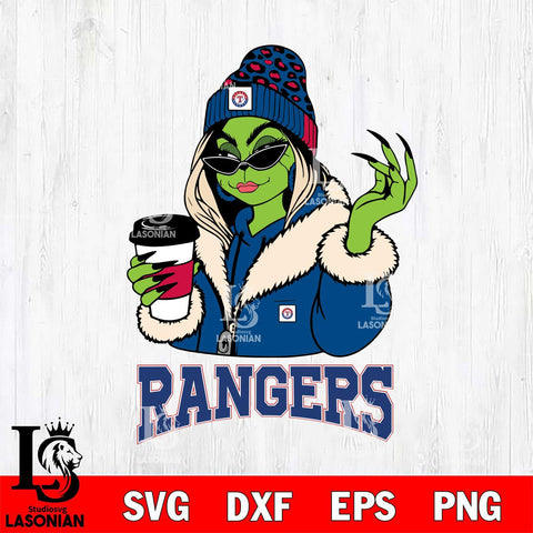 Texas Rangers Boujee Grinch Girls Christmas Cut Files Cricut, Svg Dxf Eps Png file , Silhouette