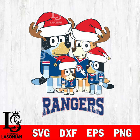 Texas Rangers Christmas Bluey Santa Family Cricut , Christmas Svg , Bluey svg , Digital Download, dxf eps png pdf file