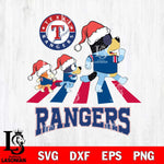 Texas Rangers Christmas Family Bluey Walking Cricut , Christmas Svg , Bluey svg , Digital Download, dxf eps png pdf file