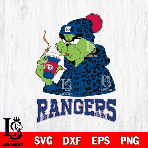 Texas Rangers Grinch Leopard Christmas Cut Files Cricut, Svg Dxf Eps Png file , Silhouette