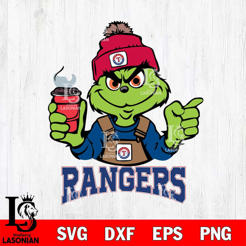 Texas Rangers Grinch with coffee Svg Eps Dxf Png File, Digital Download, Instant Download