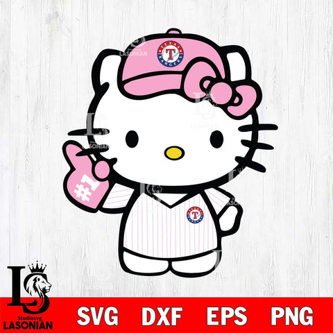 Texas Rangers Hello Kitty Pink Baseball 10 Svg Eps Dxf Png File, MLB svg, Digital Download, Instant Download