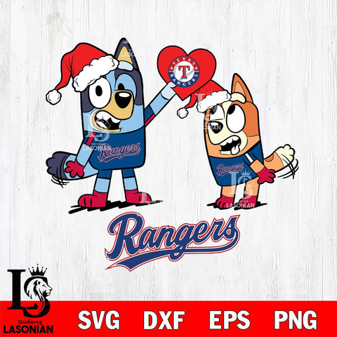 Texas Rangers Love Bluey Christmas Svg Eps Dxf Png File, Digital Download