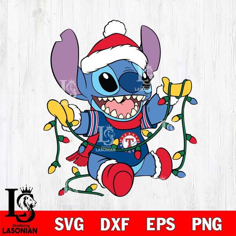 Texas Rangers Stitch Christmas Lights SVG DXF EPS PNG file, Cut file cricut, Instant Download