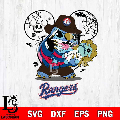 Texas Rangers Stitch Freddy Krueger Halloween Svg Eps Dxf Png File, Digital Download, Instant Download