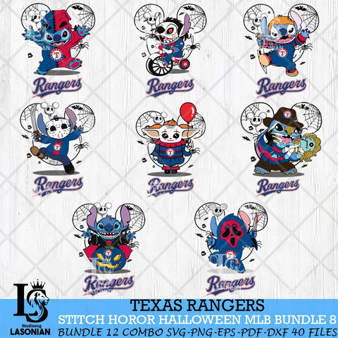 Texas Rangers Stitch Halloween Bundle MLB Svg Eps Dxf Png File, Digital Download, Instant Download