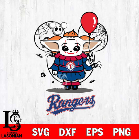 Texas Rangers Stitch Pennywise Halloween Svg Eps Dxf Png File, Digital Download, Instant Download