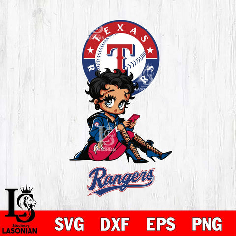 Texas Rangers Style Black Fan Girl Betty Boop