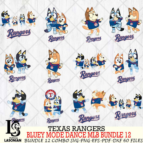 Texas Rangers  Bluey Dance MLB Bundle 12 SVG Eps Dxf Png File, Digital Download, Instant Download