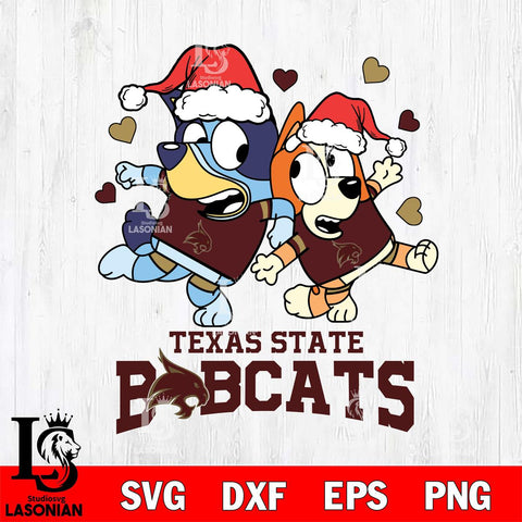 Texas State Bobcats Bluey Christmas NFL Svg Eps Dxf Png File, Digital Download