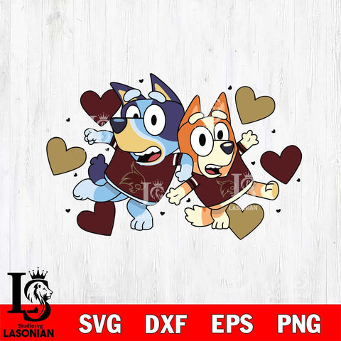 Texas State Bobcats Bluey heart Svg Eps Dxf Png File, Digital Download, Instant Download