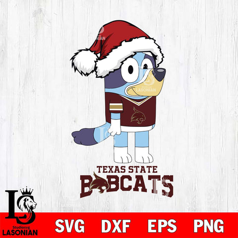 Texas State Bobcats Christmas Bluey Hat Cut Files,Bluey Cricut,Christmas Svg , Bluey svg , Digital Download, dxf eps png pdf file