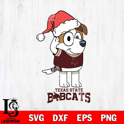 Texas State Bobcats Christmas Bluey Jack Sport Cut Files,Bluey Cricut,Christmas Svg , Bluey svg , Digital Download, dxf eps png pdf file