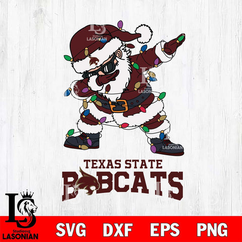 Texas State Bobcats Dabbing Santa Claus Ugly Christmas Svg dxf eps png pdf file,NCAA svg,Digital Download,Cricut file