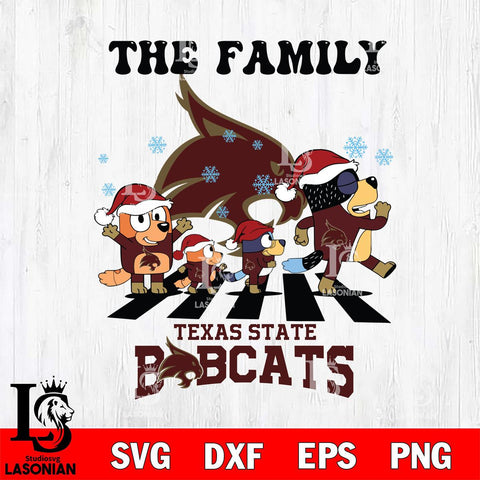 Texas State Bobcats Family Bluey Christmas Svg Eps Dxf Png File, Digital Download