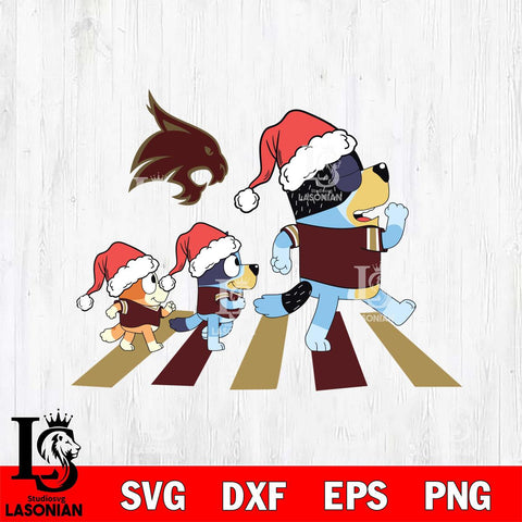 Texas State Bobcats Family Bluey Walking Christmas Svg Eps Dxf Png File, Digital Download, Instant Download