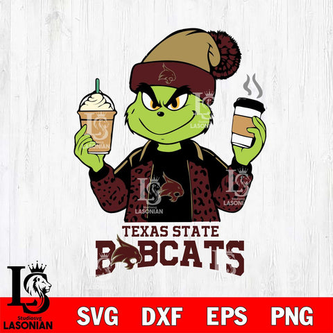 Texas State Bobcats Grinch 2 coffee Svg Eps Dxf Png File, Digital Download, Instant Download