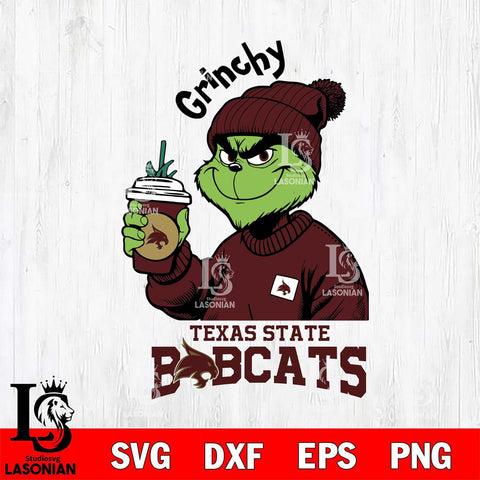 Texas State Bobcats Grinchy Bougie Christmas Cut Files Cricut, Svg Dxf Eps Png file, Digital download , Silhouette