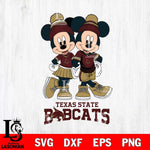 Texas State Bobcats Mickey And Minnie Mouse Football Svg Eps Dxf Png File, NCAA svg , File Cut , Digital Download , Instant Download, Cut Svg Files