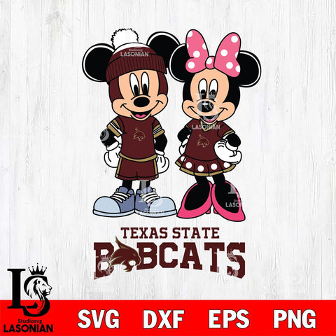 Texas State Bobcats Mickey Minnie Mouse Pink Svg Eps Dxf Png File, NCAA svg , File Cut , Digital Download , Instant Download, Cut Svg Files