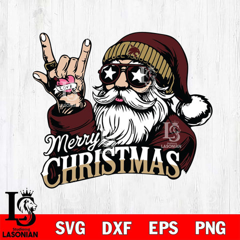 Texas State Bobcats Rock Santa Claus Football Svg dxf eps png pdf file,NCAA svg,Digital Download,Cricut file