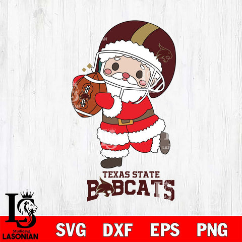 Texas State Bobcats Santa Claus Cute Svg dxf eps png pdf file,NCAA svg,Digital Download,Cricut file