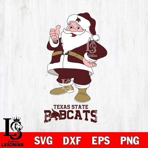 Texas State Bobcats Santa claus Svg dxf eps png pdf file,NCAA svg,Digital Download,Cricut file