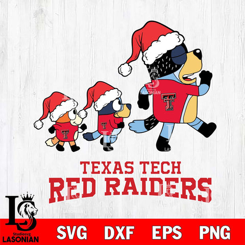 Texas Tech Red Raiders Bluey Family Christmas Svg Eps Dxf Png File, Digital Download