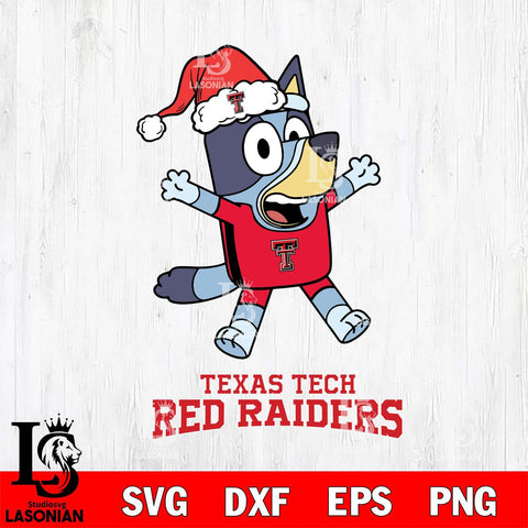 Texas Tech Red Raiders Bluey Happy Christmas Svg Eps Dxf Png File, Digital Download