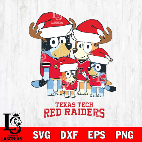 Texas Tech Red Raiders Christmas Bluey Santa Family Cut Files,Bluey Cricut,Christmas Svg , Bluey svg , Digital Download, dxf eps png pdf file